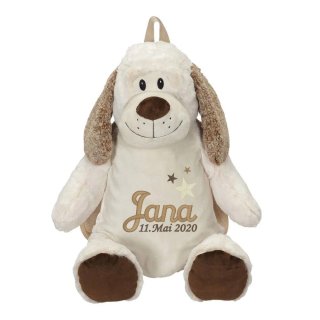 Besticktes Stofftier zur Geburt.