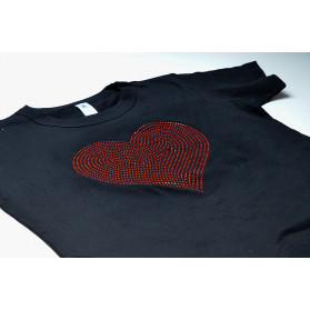 Strassstein Shirt – Motiv Herz ausgefüllt