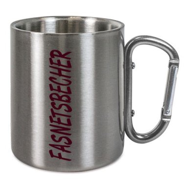 Edelstahltasse mit Karabiner, 10oz SILBER