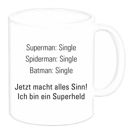 Tasse "Superman: Single, Spiderman:..."