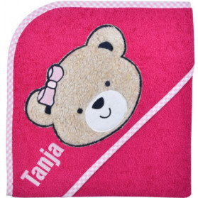 Kapuzen-Badetuch TeddyKopf Beere