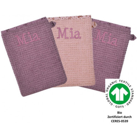At home rosa Waschhandschuh 3er Set bestickt At home rosa Waschhandschuh 3er Set bestickt