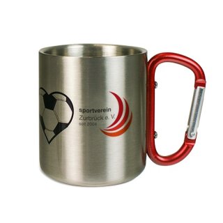 Edelstahltasse mit Karabiner, 8oz