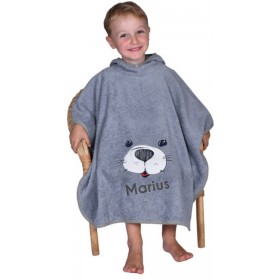 Seehund grau Bade-Poncho - Bio Baumwolle