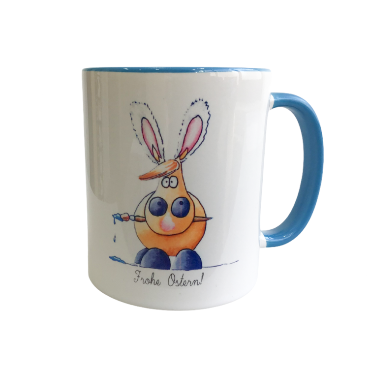 Tasse Kugelrösser "Frohe Ostern" zweifarbig